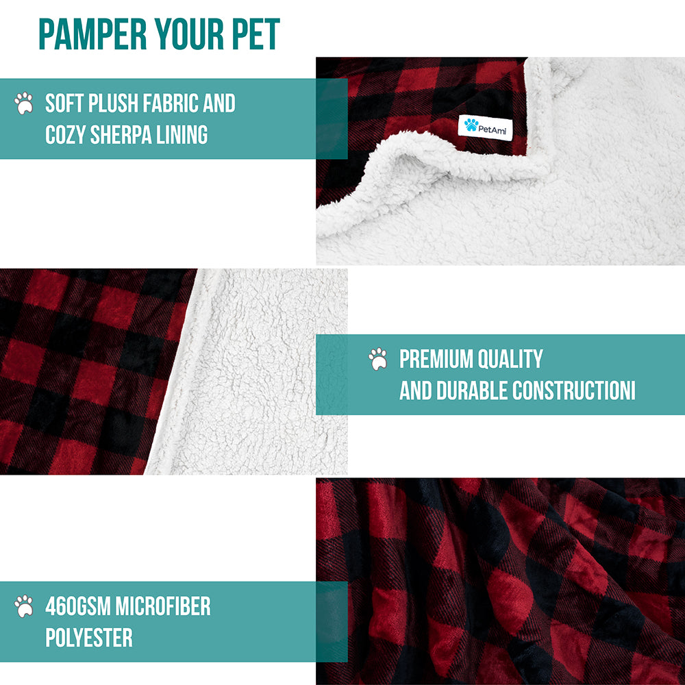 Dog Blanket for Medium Large Dogs Pet Soft Fleece Durable Warm Sherpa Reversible