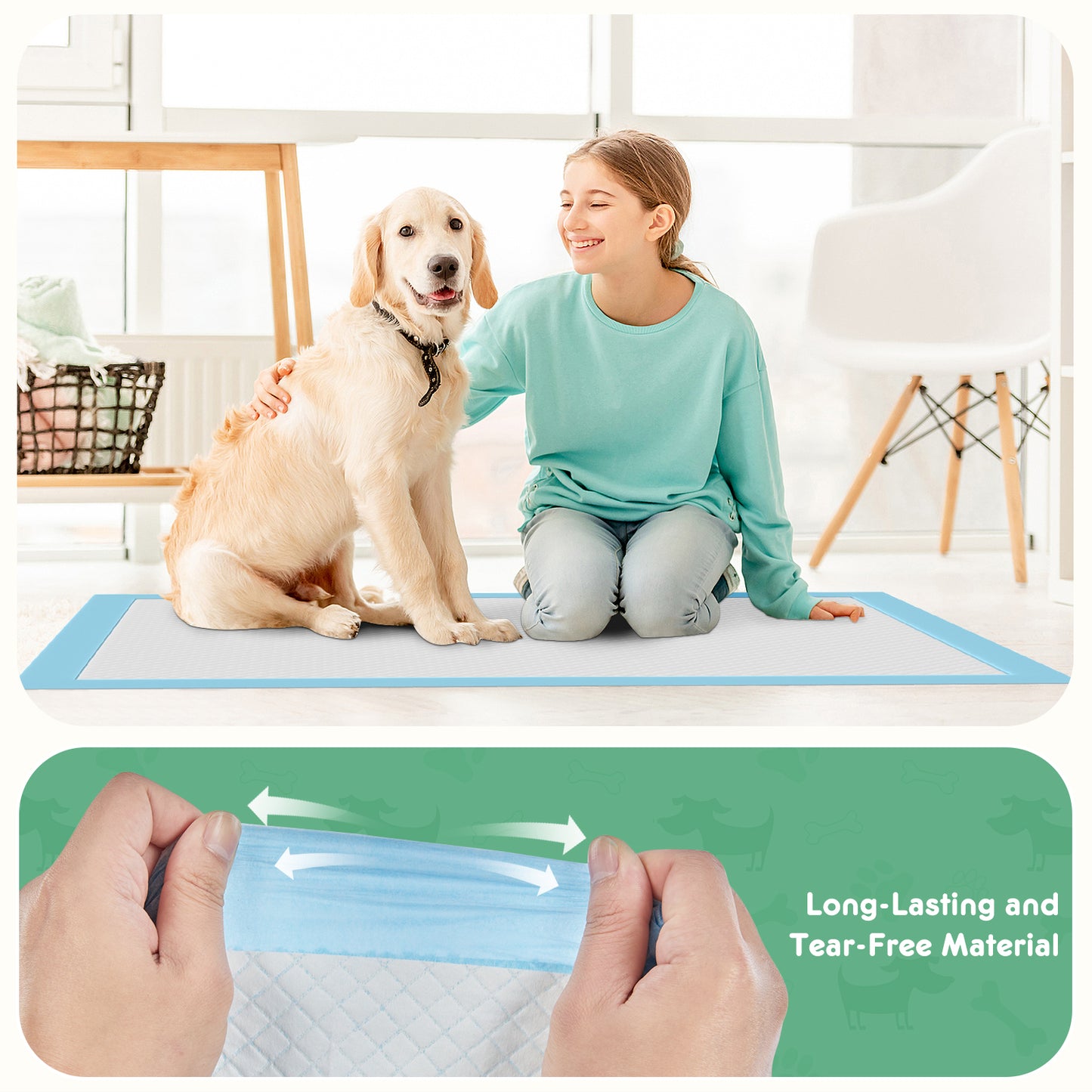 Puppy Pads, Leak-Proof Quick-Drying Disposable Dog Pads, Absorbent Dog Pee Pads