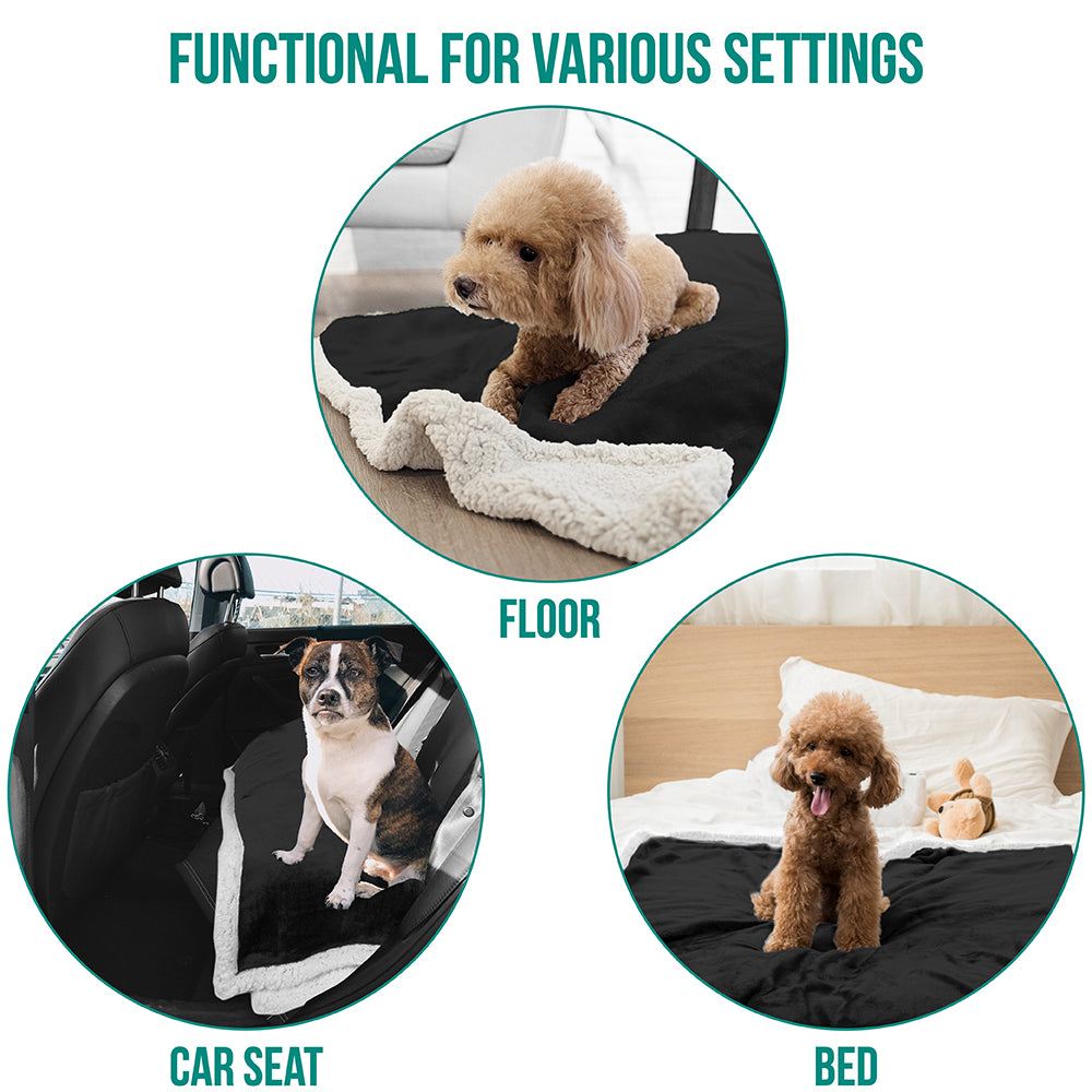 Dog Blanket for Medium Large Dogs Pet Soft Fleece Durable Warm Sherpa Reversible