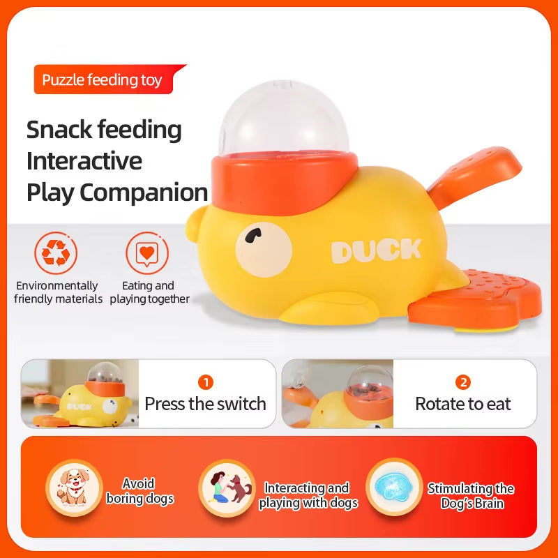 Dog Puzzle Feeder Interactive Pet Food Treat Dispenser Cartoon Duck Design Anti-Slip Pet Automatic Feeder Toys for Dog Training