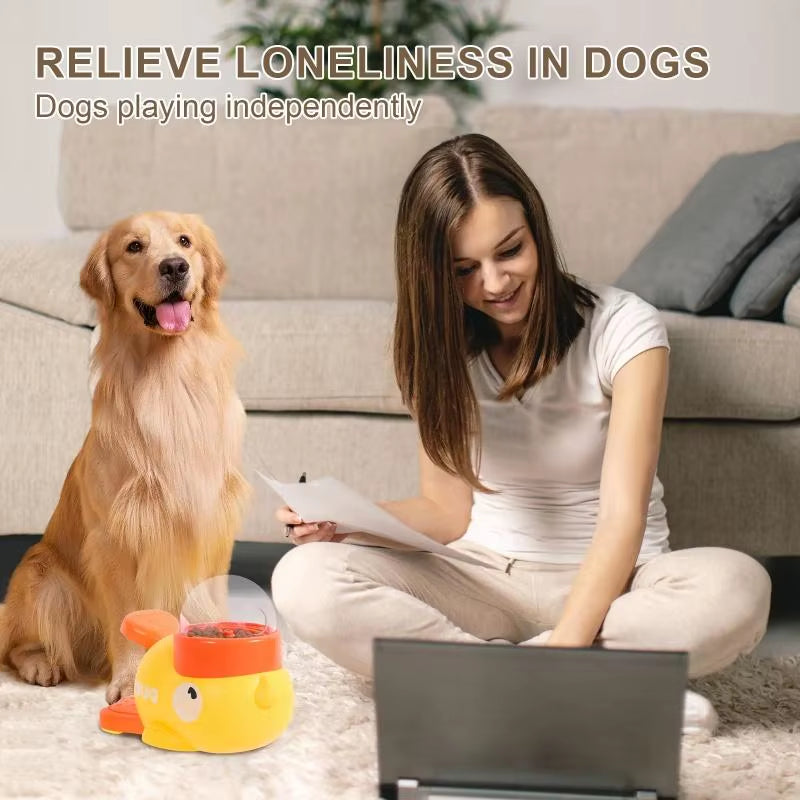 Dog Puzzle Feeder Interactive Pet Food Treat Dispenser Cartoon Duck Design Anti-Slip Pet Automatic Feeder Toys for Dog Training