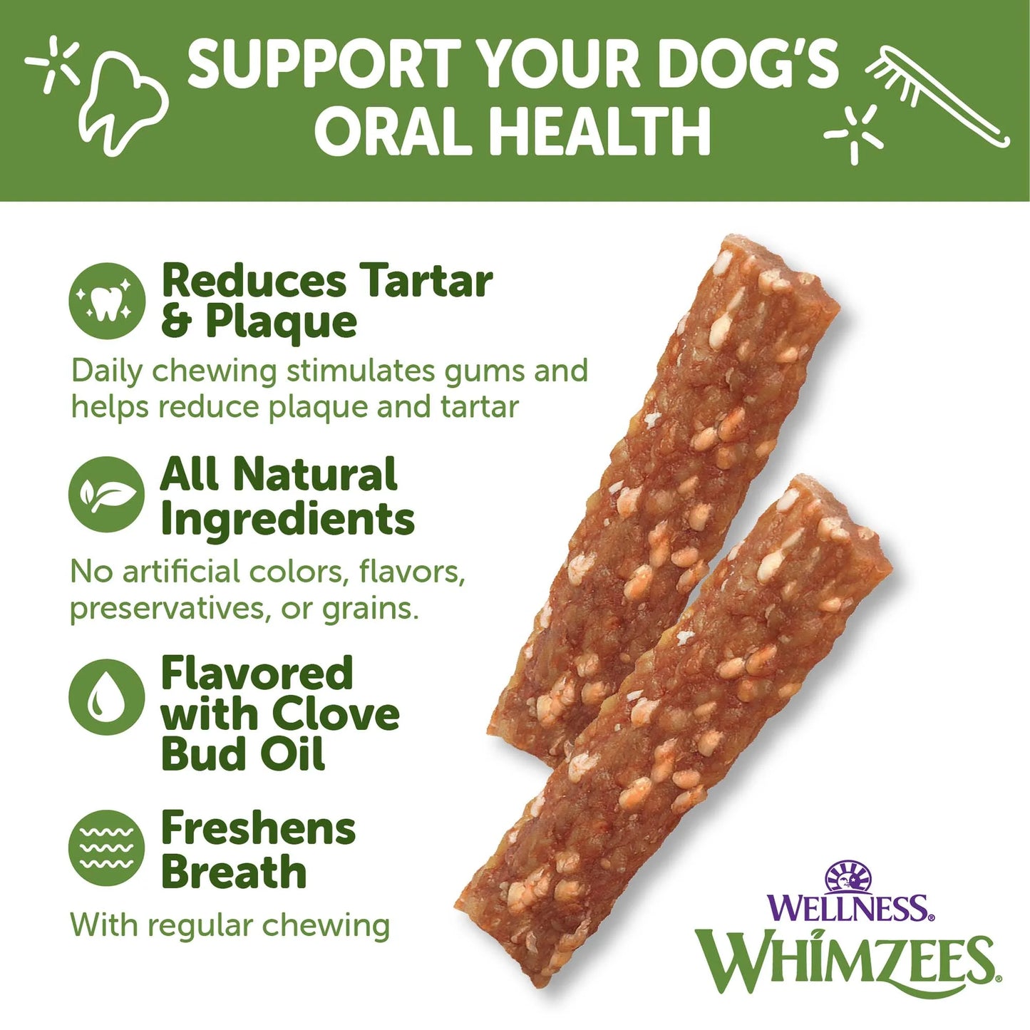 by Wellness Veggie Strip Natural Grain Free Dental Chews for Dogs, Medium Breed, 14 Count