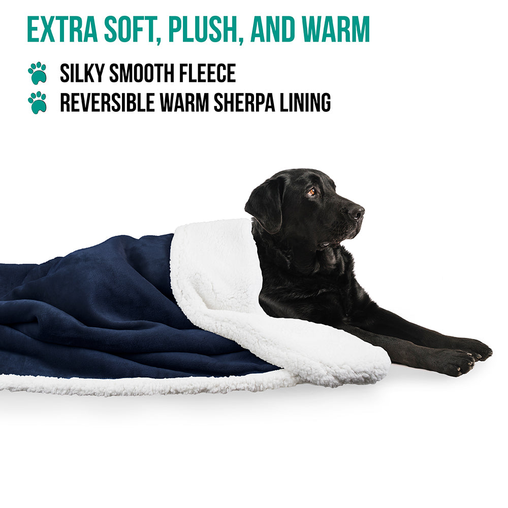 Dog Blanket for Medium Large Dogs Pet Soft Fleece Durable Warm Sherpa Reversible