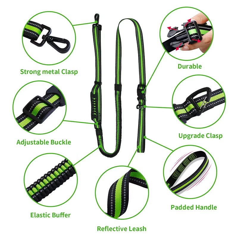 Hands Free High Qulity Retractable Hands Free Dog Leash for Running Dual Handle Bungee Leash Reflective for Large Pet Supplies