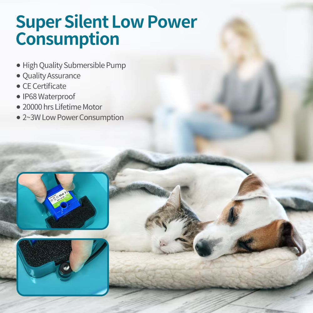 Cat Water Fountain Auto Filter LED Lighting USB Electric Mute Cat Drinker Bowl 2L Recirculate Filtring Drinker Water Dispenser