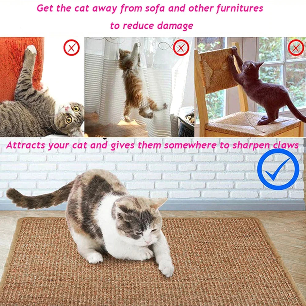 Cat Scratching Mat, Tough Natural Sisal Scratching Pad, Anti-Slip Cat Scratch Rug Sleeping Carpet, Superior Cat Claws Care Toy for Cat Grinding Claws and Protecting