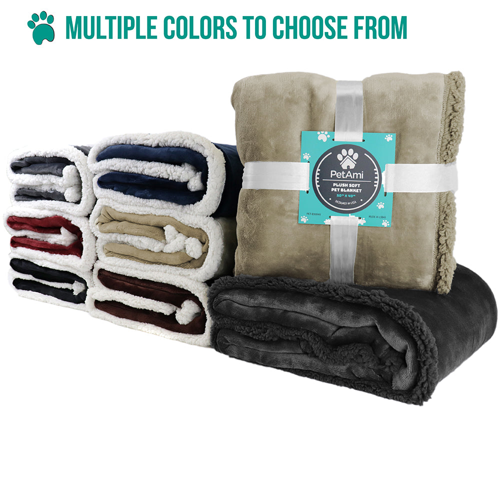 Dog Blanket for Medium Large Dogs Pet Soft Fleece Durable Warm Sherpa Reversible