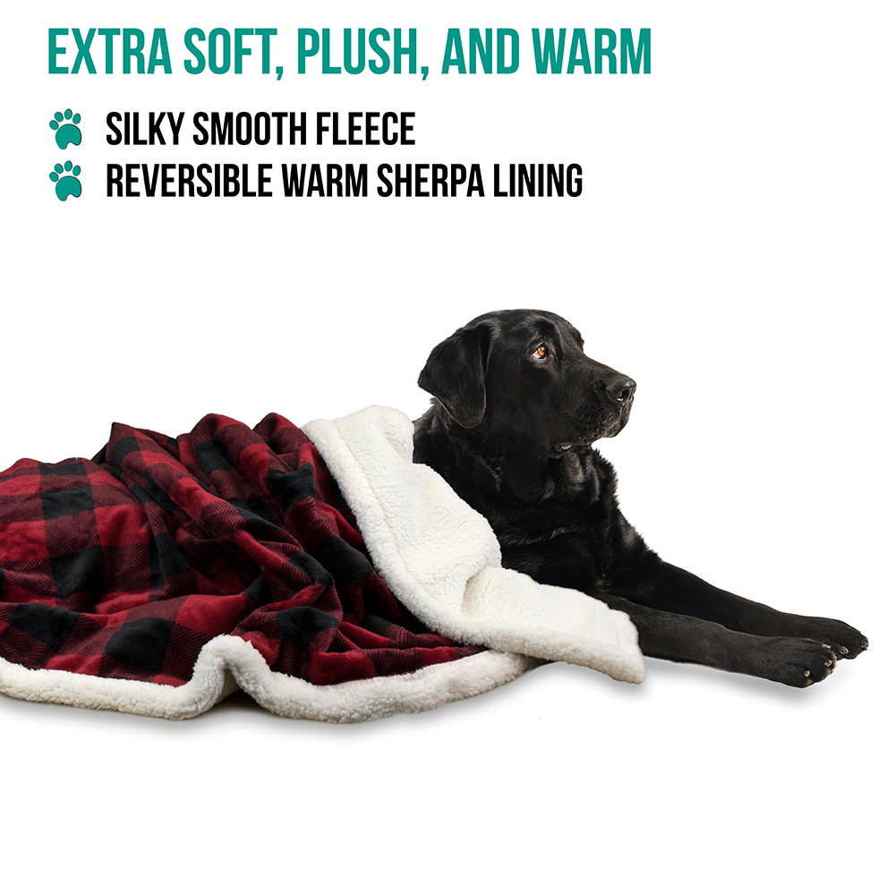 Dog Blanket for Medium Large Dogs Pet Soft Fleece Durable Warm Sherpa Reversible