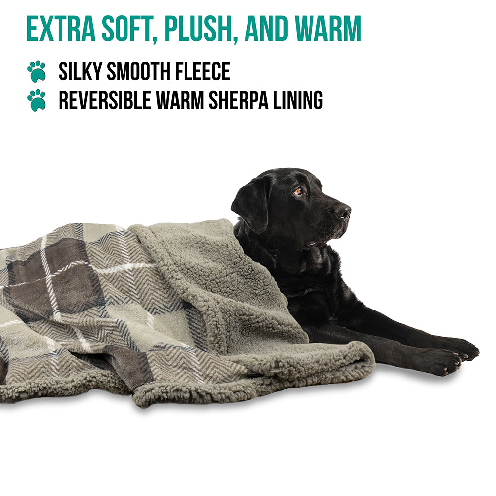 Dog Blanket for Medium Large Dogs Pet Soft Fleece Durable Warm Sherpa Reversible