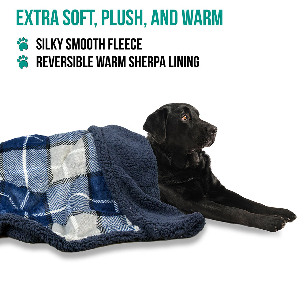 Dog Blanket for Medium Large Dogs Pet Soft Fleece Durable Warm Sherpa Reversible