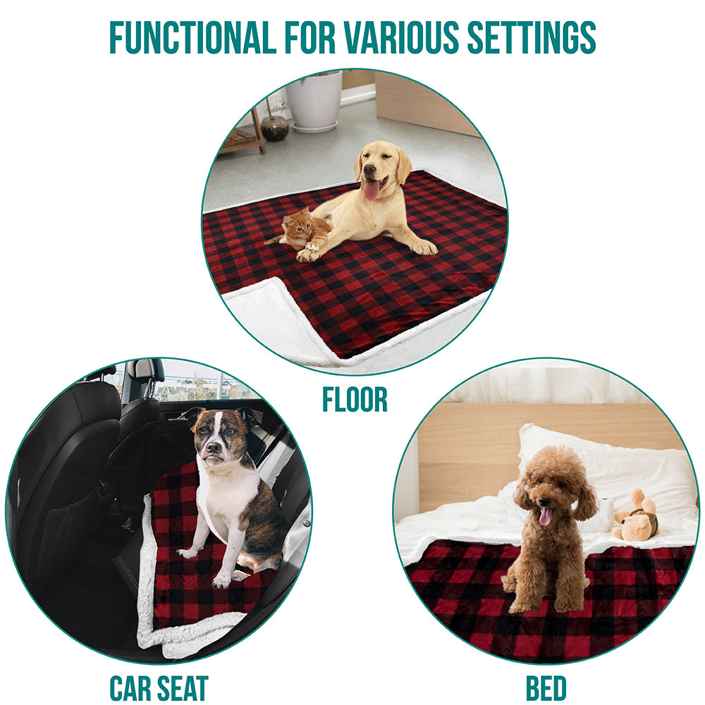 Dog Blanket for Medium Large Dogs Pet Soft Fleece Durable Warm Sherpa Reversible