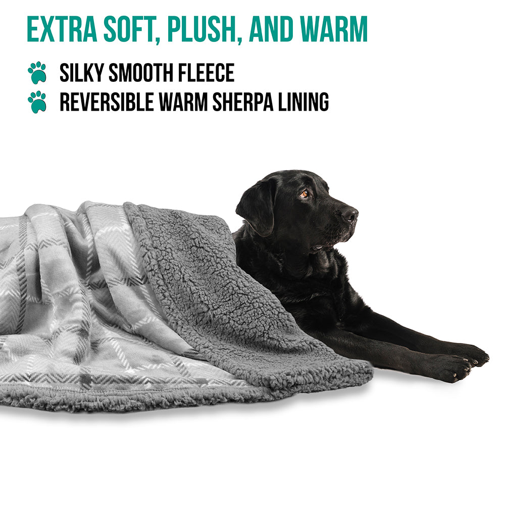 Dog Blanket for Medium Large Dogs Pet Soft Fleece Durable Warm Sherpa Reversible