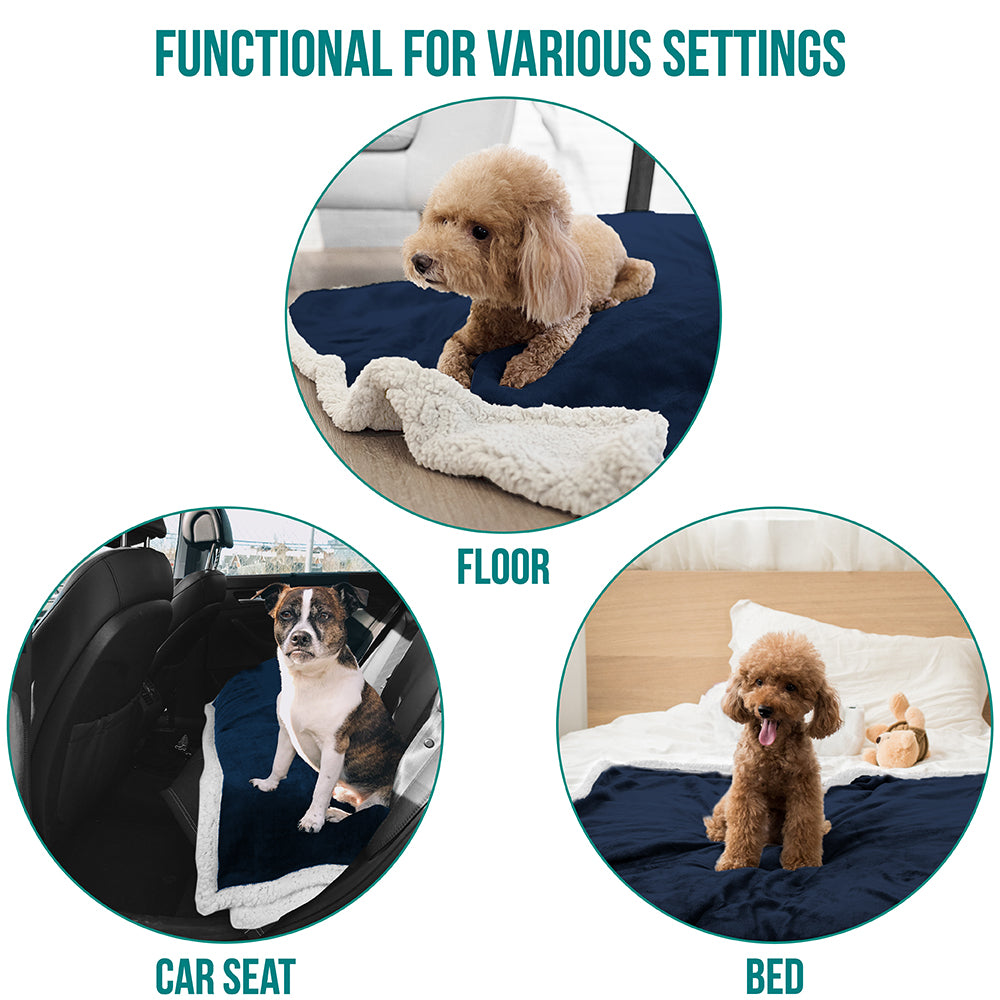 Dog Blanket for Medium Large Dogs Pet Soft Fleece Durable Warm Sherpa Reversible