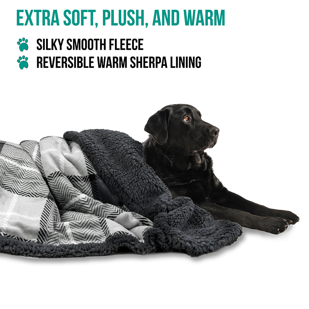Dog Blanket for Medium Large Dogs Pet Soft Fleece Durable Warm Sherpa Reversible