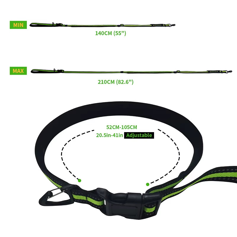 Hands Free High Qulity Retractable Hands Free Dog Leash for Running Dual Handle Bungee Leash Reflective for Large Pet Supplies