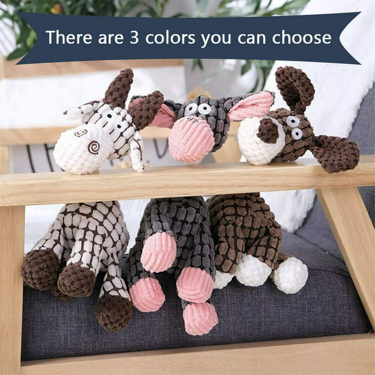 3 Pack Durable Stuffed Animal Plush Chew Toys with Squeakers, Cute Soft Dog Toys for Teeth Cleaning, for Small Medium Dogs