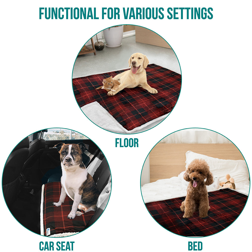 Dog Blanket for Medium Large Dogs Pet Soft Fleece Durable Warm Sherpa Reversible