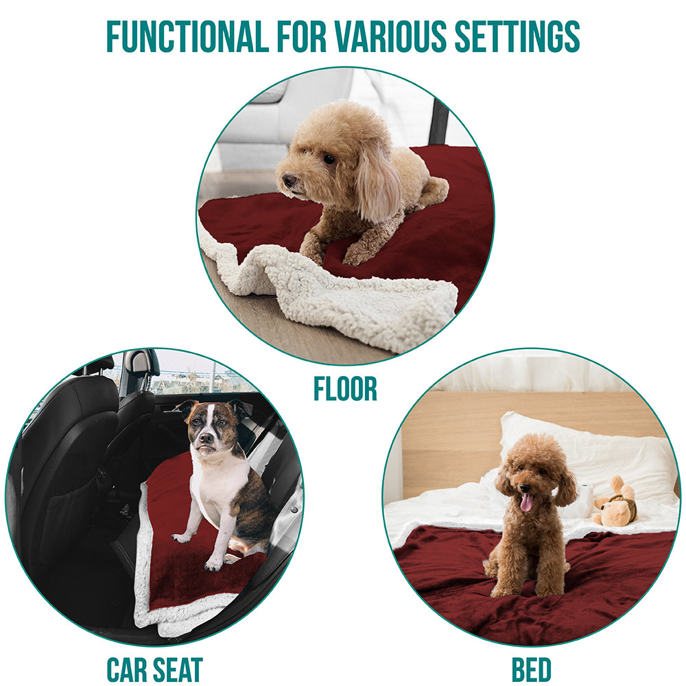 Dog Blanket for Medium Large Dogs Pet Soft Fleece Durable Warm Sherpa Reversible
