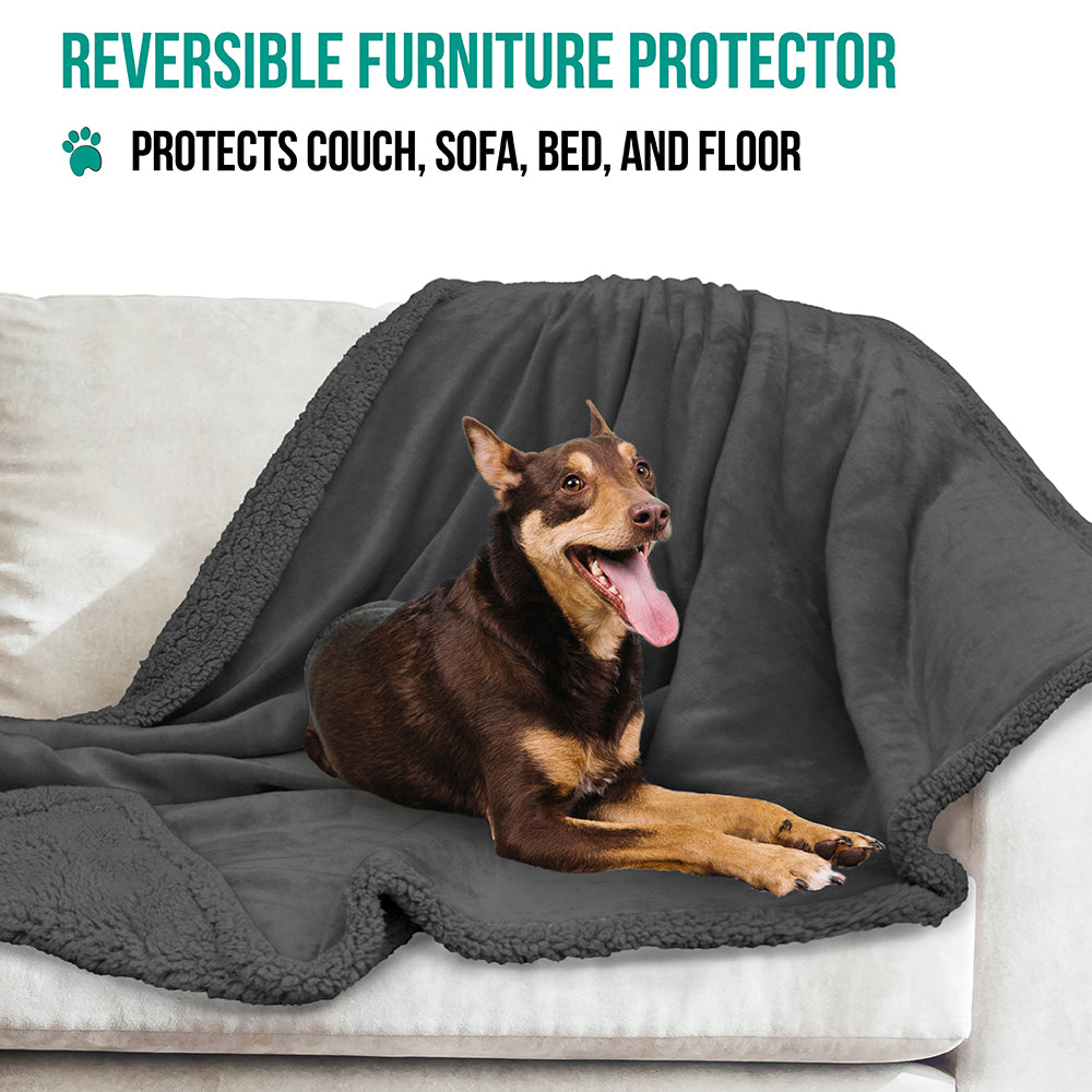 Dog Blanket for Medium Large Dogs Pet Soft Fleece Durable Warm Sherpa Reversible