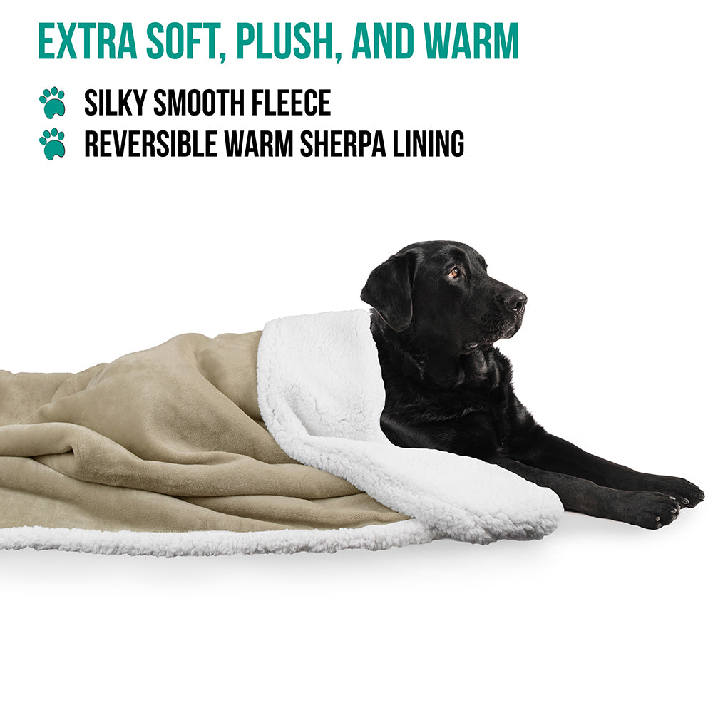 Dog Blanket for Medium Large Dogs Pet Soft Fleece Durable Warm Sherpa Reversible