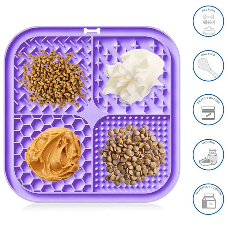 Pet Placemat Cat Slow Feeding Mat Dog Lick Mats Silicone Pets Eating Slowly Food Pad Cats Dogs Lick Yogurt, Peanut Butter