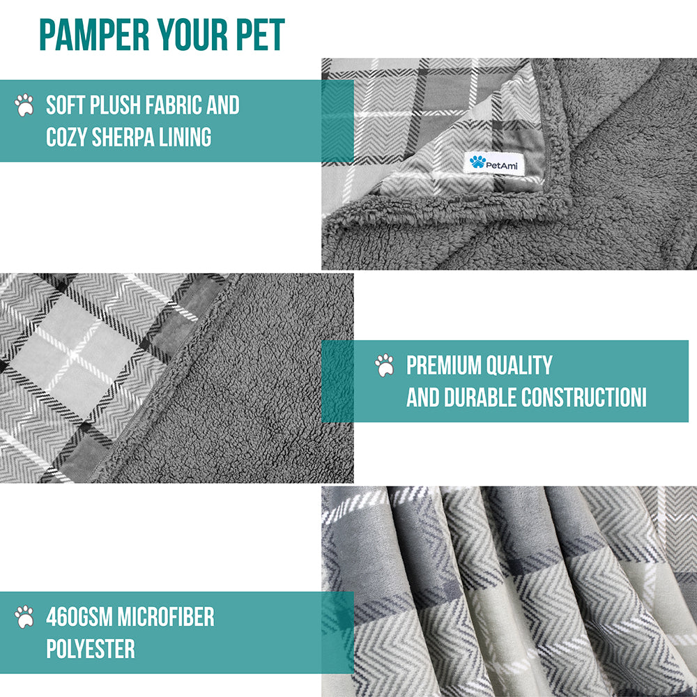 Dog Blanket for Medium Large Dogs Pet Soft Fleece Durable Warm Sherpa Reversible