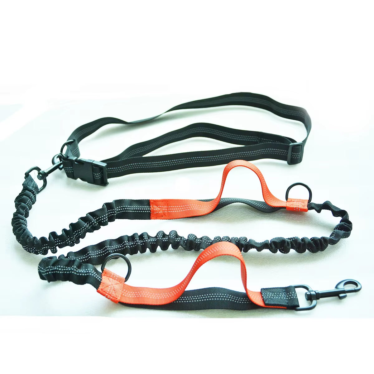 Retractable Hands Free Dog Leash for Running Double Handles Elastic Cord Reflective Large Dog Leash Pet Supplies