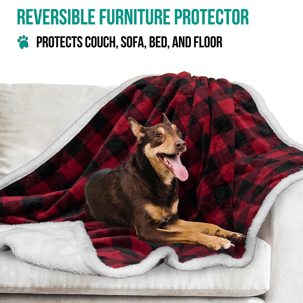 Dog Blanket for Medium Large Dogs Pet Soft Fleece Durable Warm Sherpa Reversible