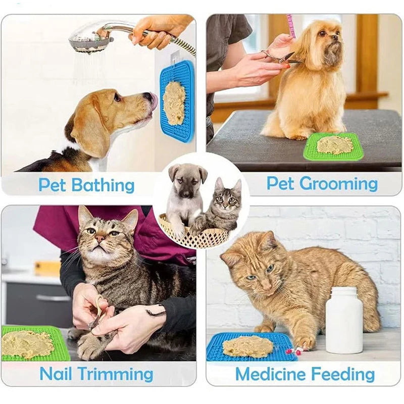 Pet Placemat Cat Slow Feeding Mat Dog Lick Mats Silicone Pets Eating Slowly Food Pad Cats Dogs Lick Yogurt, Peanut Butter