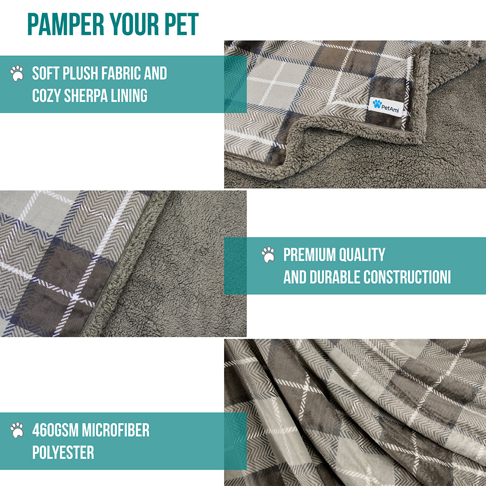 Dog Blanket for Medium Large Dogs Pet Soft Fleece Durable Warm Sherpa Reversible