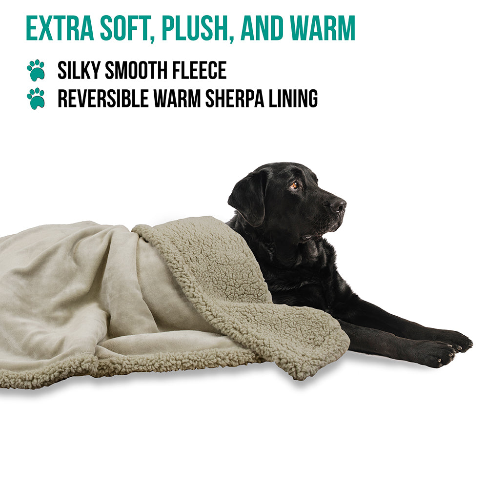 Dog Blanket for Medium Large Dogs Pet Soft Fleece Durable Warm Sherpa Reversible