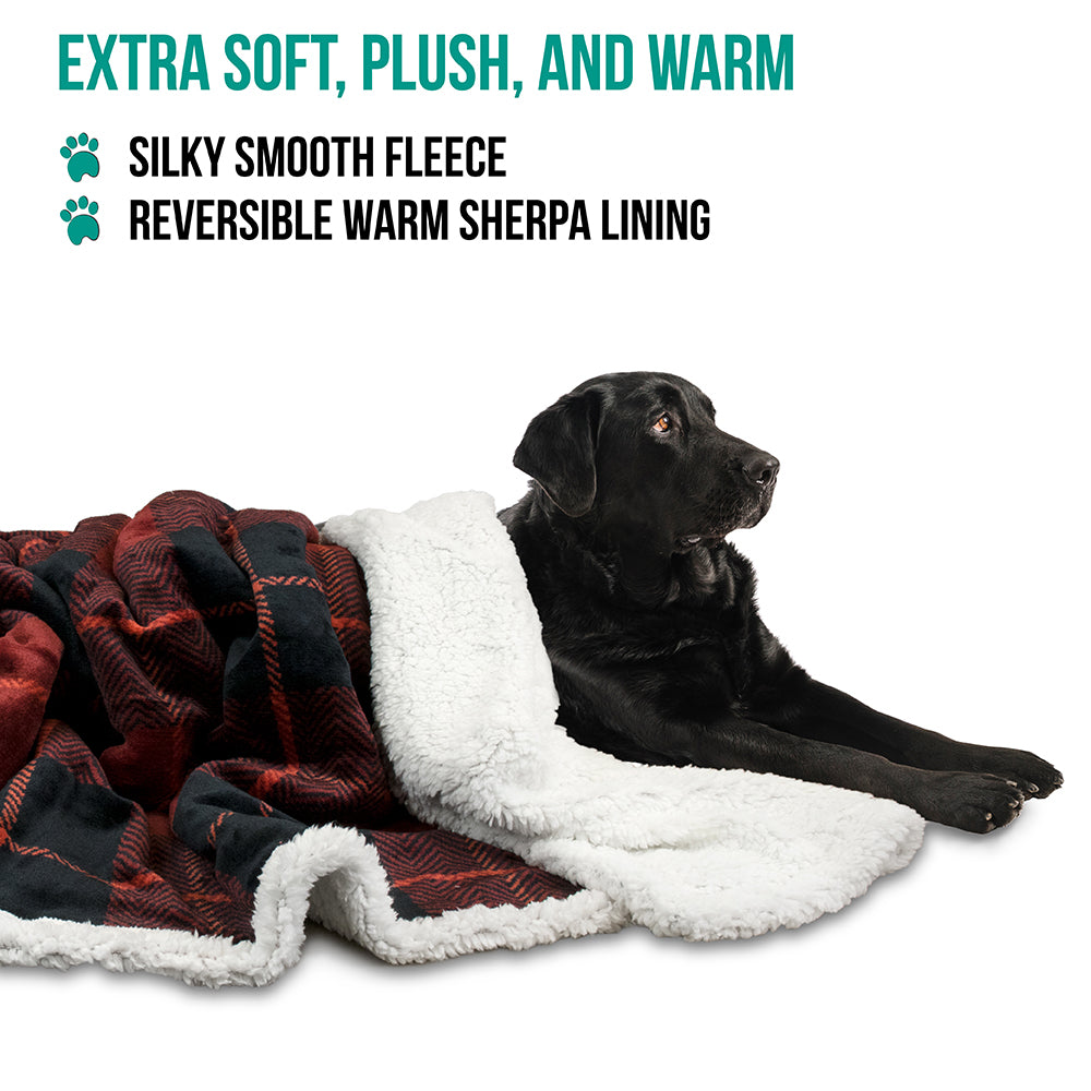 Dog Blanket for Medium Large Dogs Pet Soft Fleece Durable Warm Sherpa Reversible