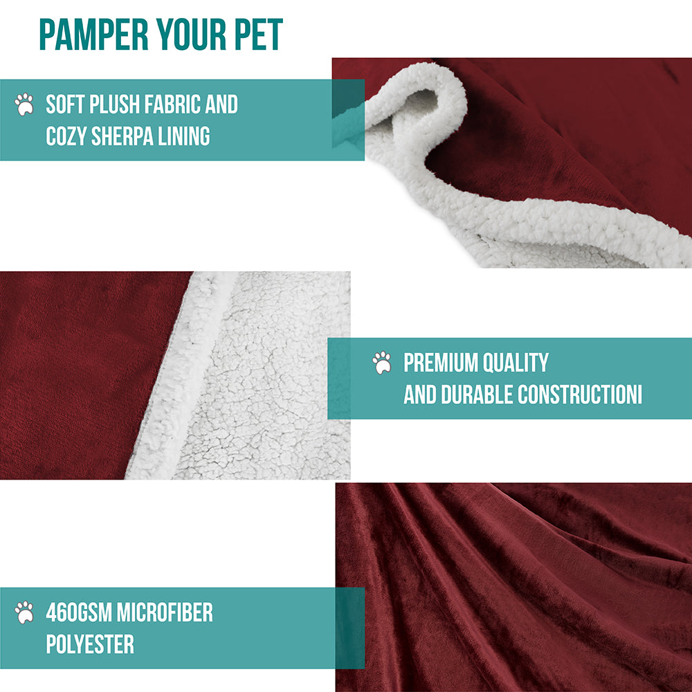 Dog Blanket for Medium Large Dogs Pet Soft Fleece Durable Warm Sherpa Reversible