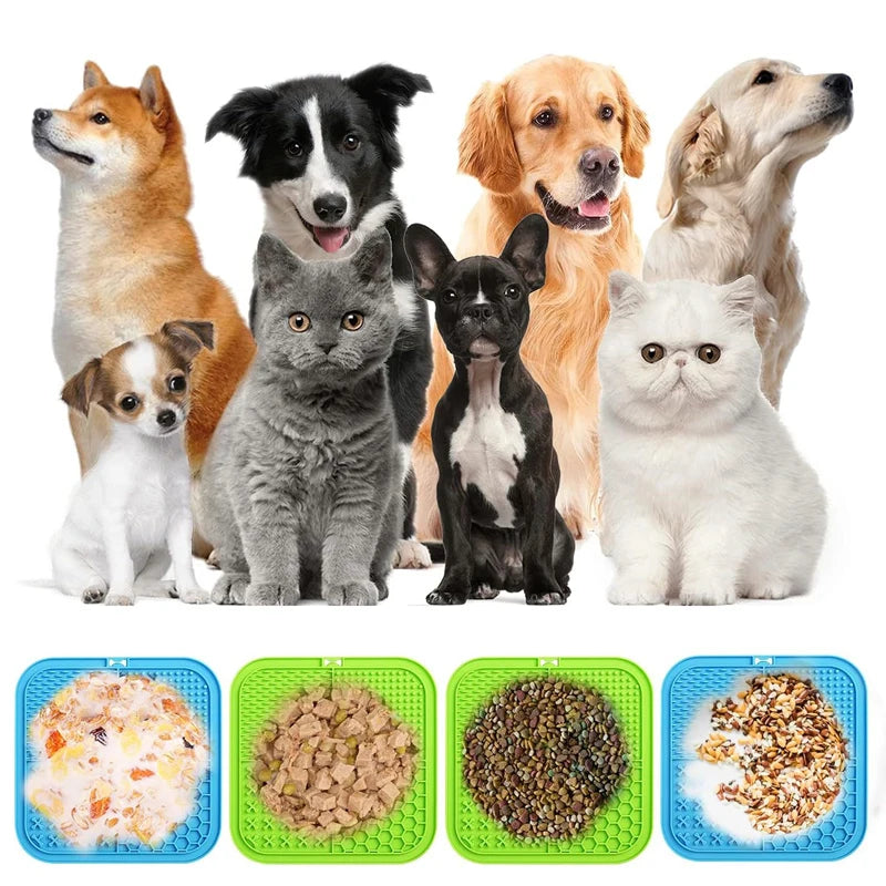 Pet Placemat Cat Slow Feeding Mat Dog Lick Mats Silicone Pets Eating Slowly Food Pad Cats Dogs Lick Yogurt, Peanut Butter