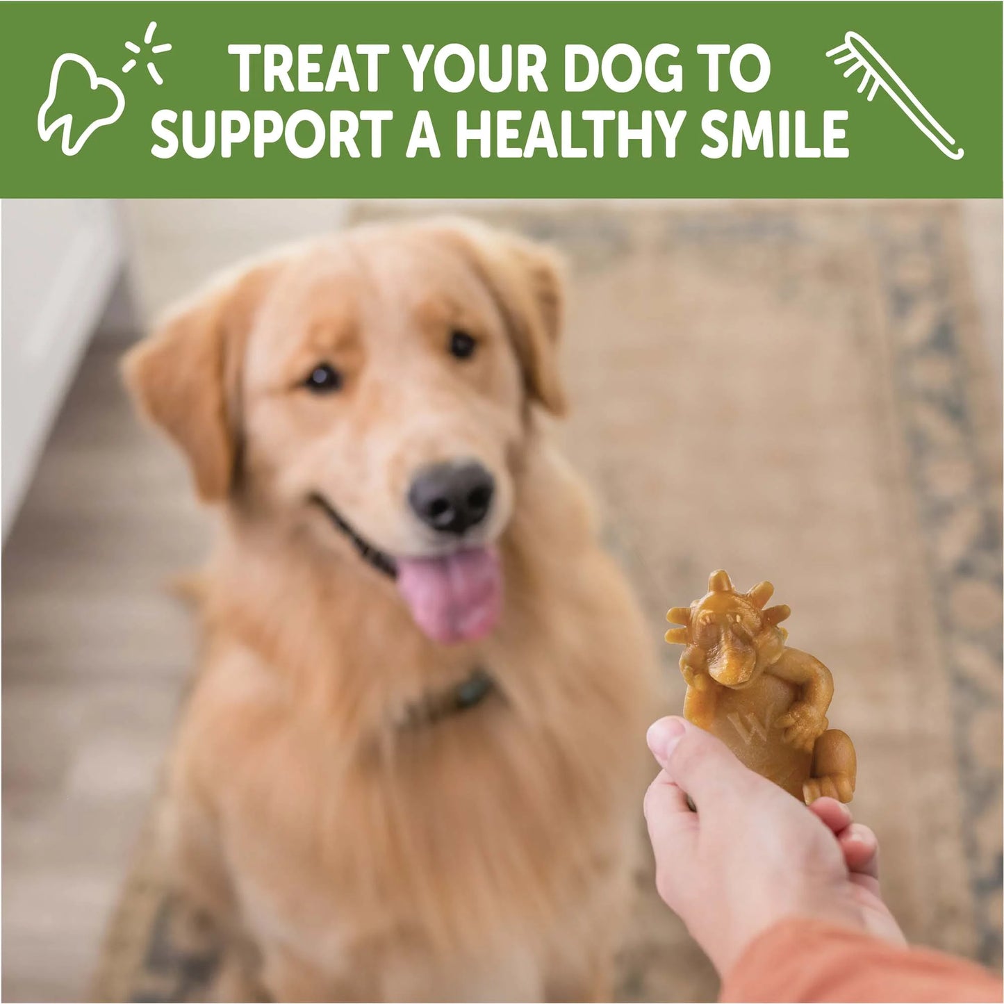 by Wellness Hedgehog Natural Grain Free Dental Chews for Dogs, Large Breed, 6 Count