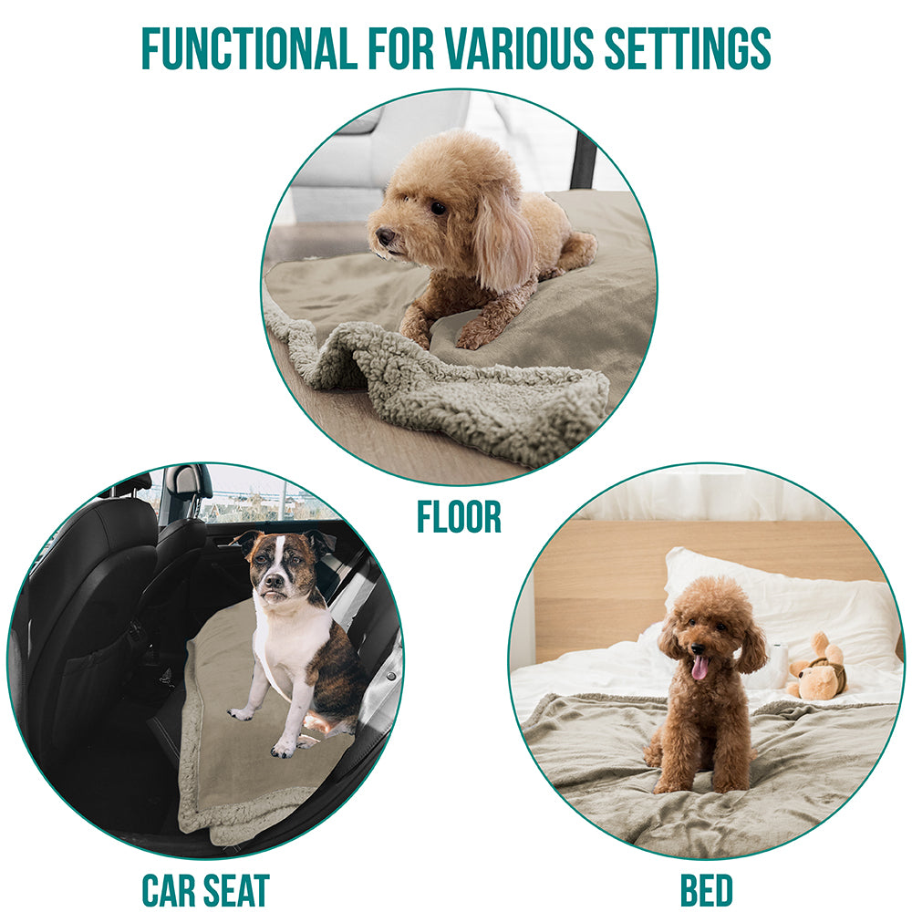 Dog Blanket for Medium Large Dogs Pet Soft Fleece Durable Warm Sherpa Reversible