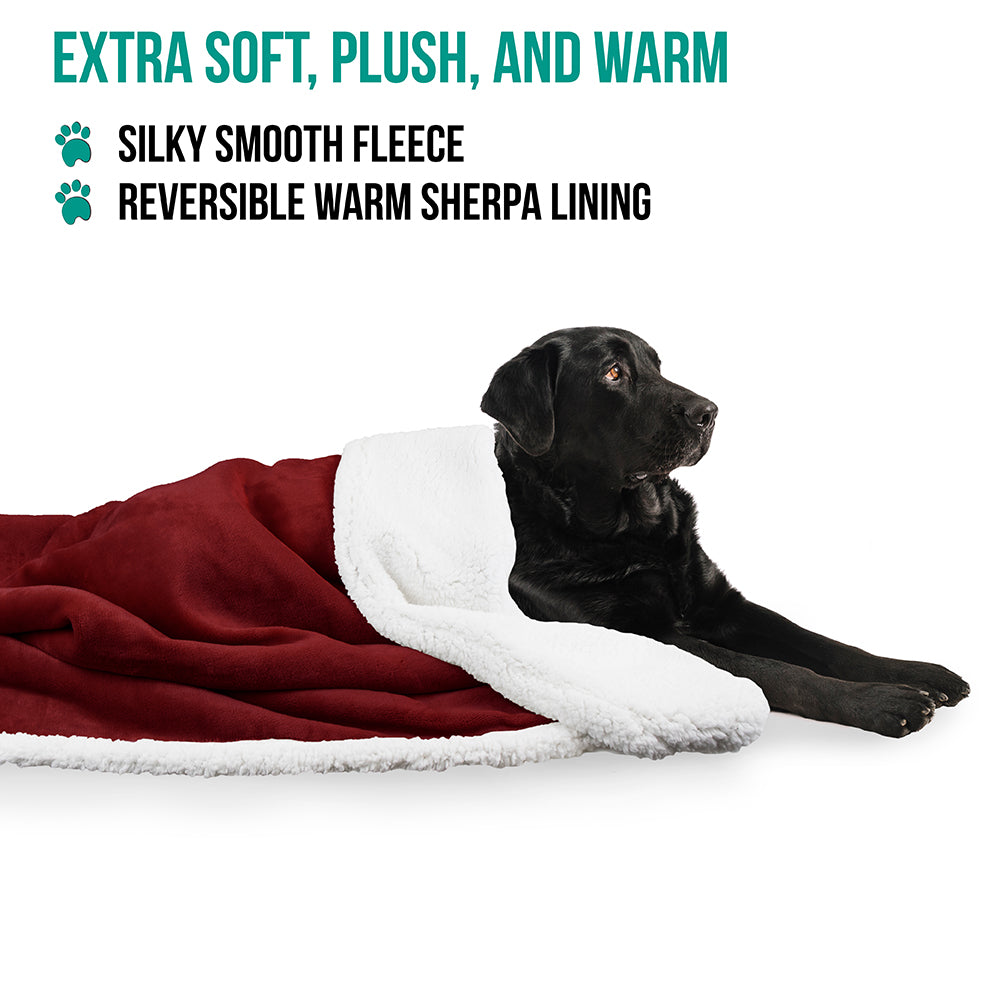 Dog Blanket for Medium Large Dogs Pet Soft Fleece Durable Warm Sherpa Reversible