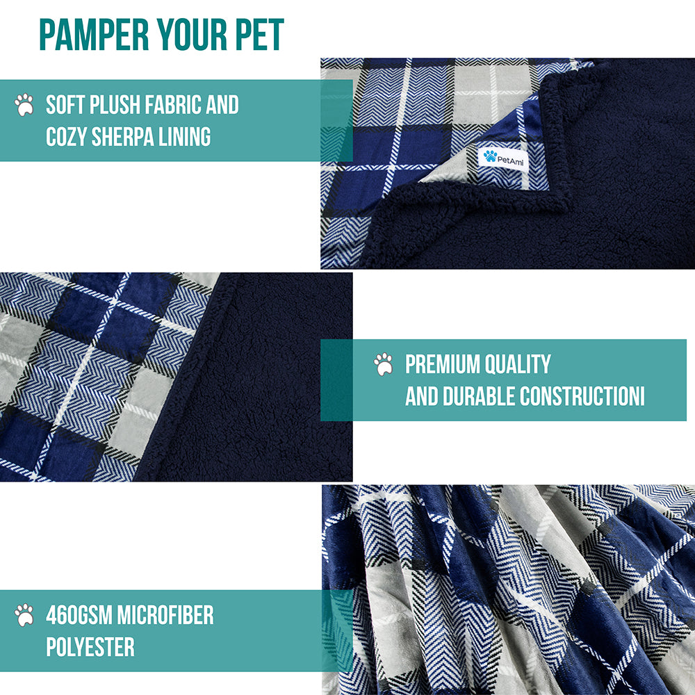 Dog Blanket for Medium Large Dogs Pet Soft Fleece Durable Warm Sherpa Reversible