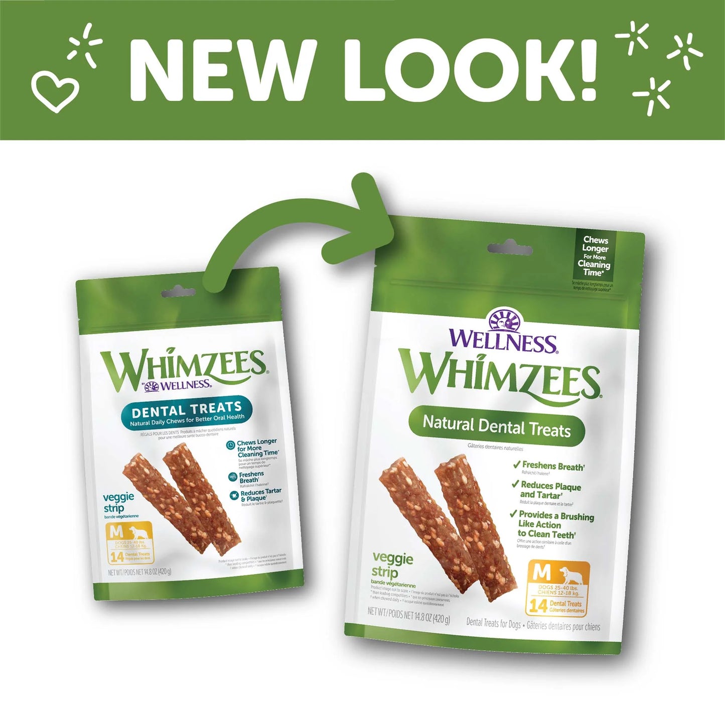 by Wellness Veggie Strip Natural Grain Free Dental Chews for Dogs, Medium Breed, 14 Count