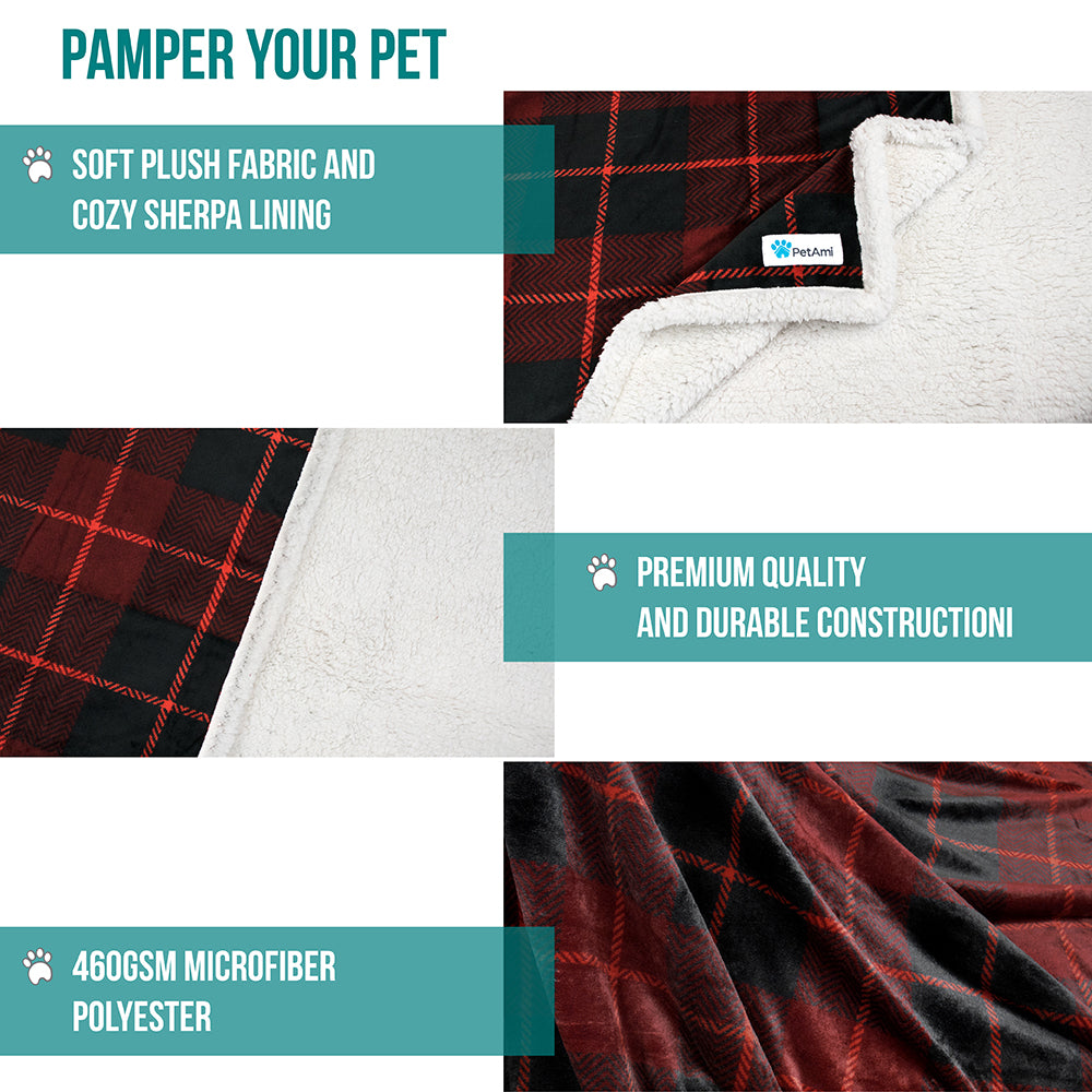 Dog Blanket for Medium Large Dogs Pet Soft Fleece Durable Warm Sherpa Reversible
