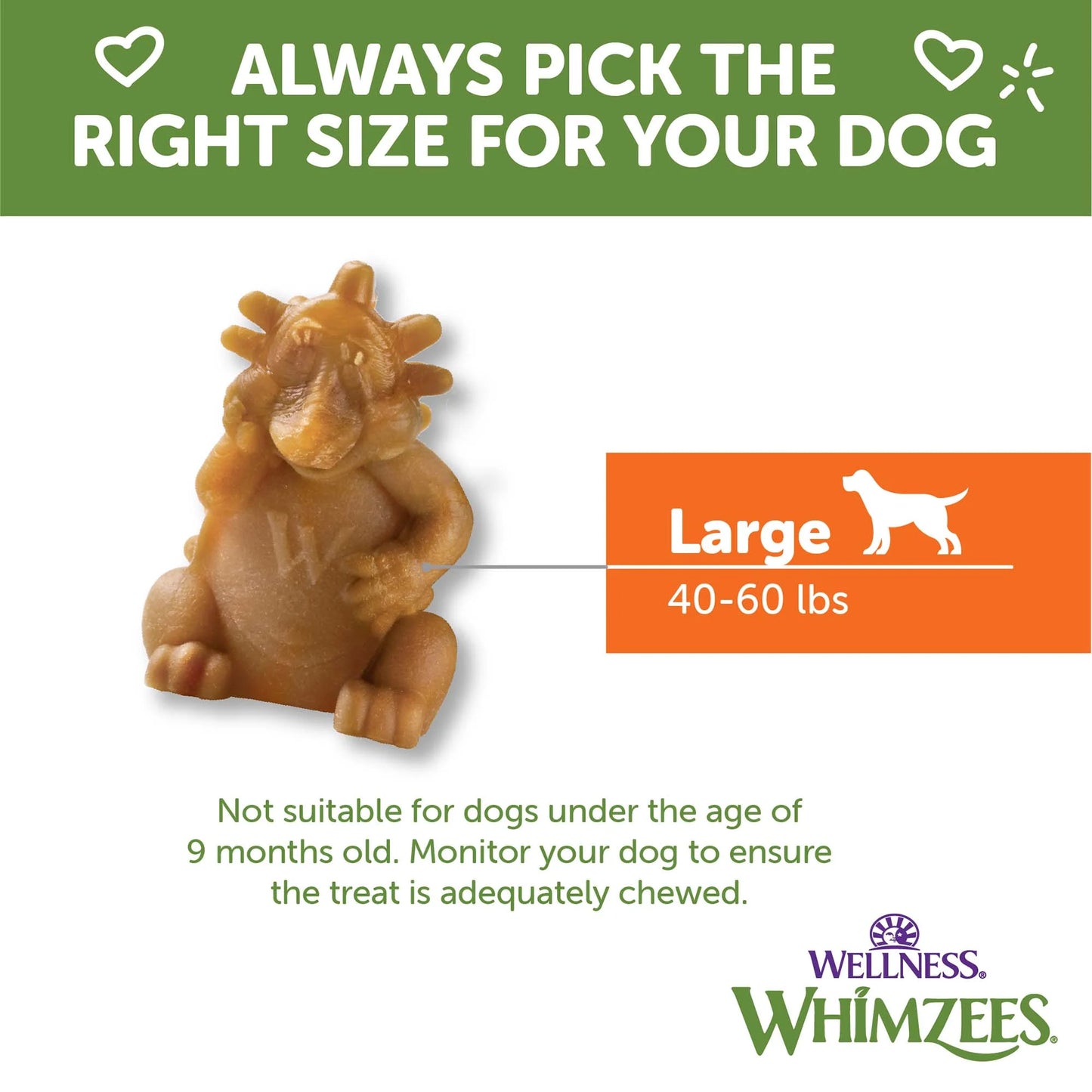 by Wellness Hedgehog Natural Grain Free Dental Chews for Dogs, Large Breed, 6 Count