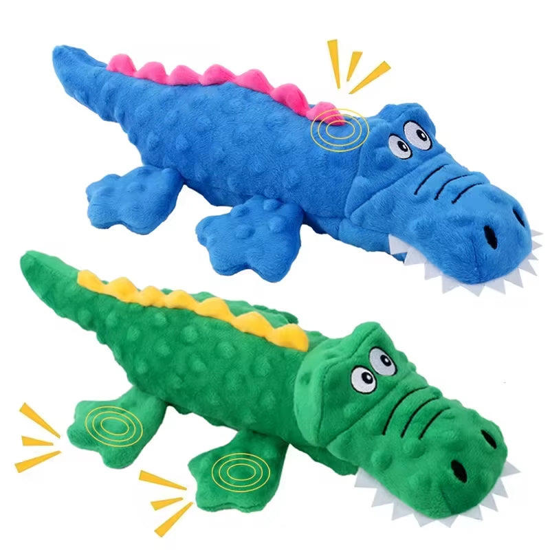 Pet Plush Toy Dog Sound Crocodile Animal Shape Toy Interactive Dog Teeth Clean Chew Toy Pet Supplies for Small Meduim Large Dog