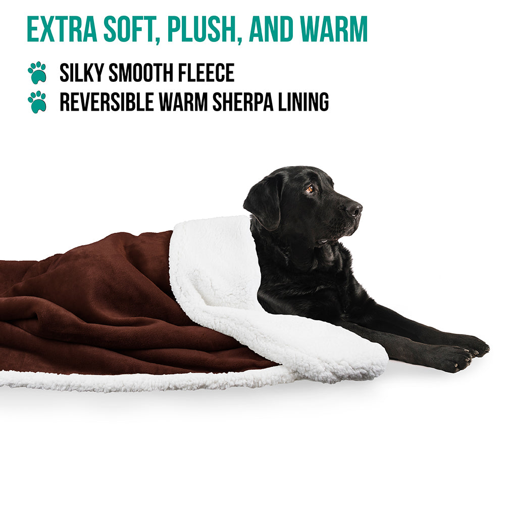 Dog Blanket for Medium Large Dogs Pet Soft Fleece Durable Warm Sherpa Reversible