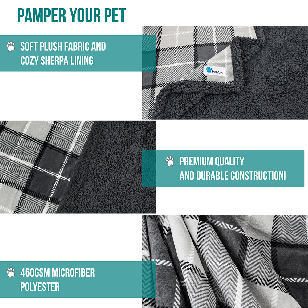 Dog Blanket for Medium Large Dogs Pet Soft Fleece Durable Warm Sherpa Reversible