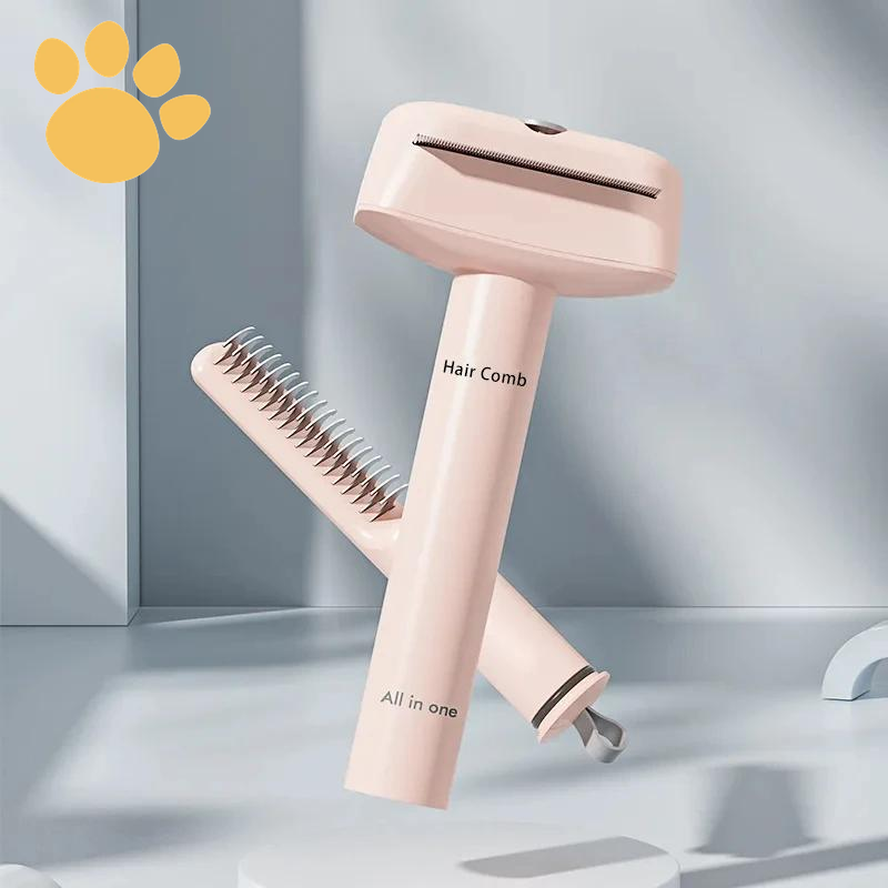 3-IN-1 Pet Comb Pet Grooming Brush and Metal Comb Combo, Cat Brush Dog Brush for Shedding Pet Hair Cleaner Brush Self Cleaning Cat Brush Cat Grooming Brush, Cat Shedding Brush Kitty Hygiene Care Clean Universal Combs & Brushes