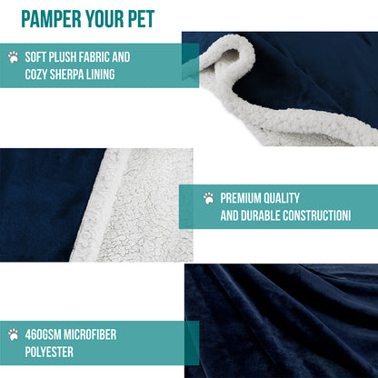Dog Blanket for Medium Large Dogs Pet Soft Fleece Durable Warm Sherpa Reversible
