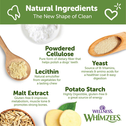 by Wellness Hedgehog Natural Grain Free Dental Chews for Dogs, Large Breed, 6 Count
