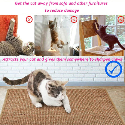 Cat Scratching Mat, Tough Natural Sisal Scratching Pad, Anti-Slip Cat Scratch Rug Sleeping Carpet, Superior Cat Claws Care Toy for Cat Grinding Claws and Protecting