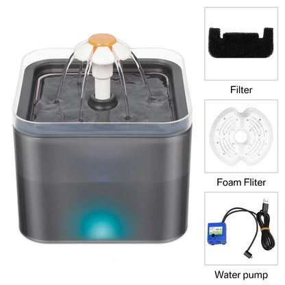 Cat Water Fountain Auto Filter LED Lighting USB Electric Mute Cat Drinker Bowl 2L Recirculate Filtring Drinker Water Dispenser
