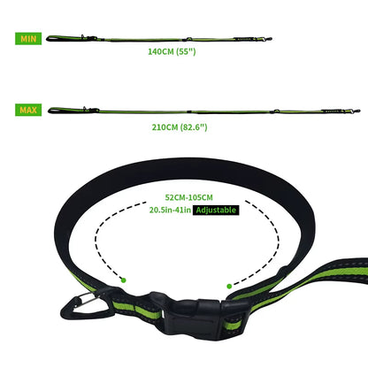 Hands Free High Qulity Retractable Hands Free Dog Leash for Running Dual Handle Bungee Leash Reflective for Large Pet Supplies